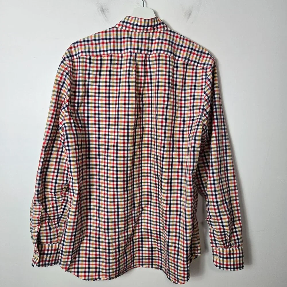 J. Crew Men's Size M Secret Wash 2 Ply cotton Poplin Plaid Button-Up Shirt